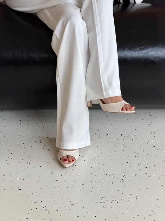 Patent Leather Mule Heels white