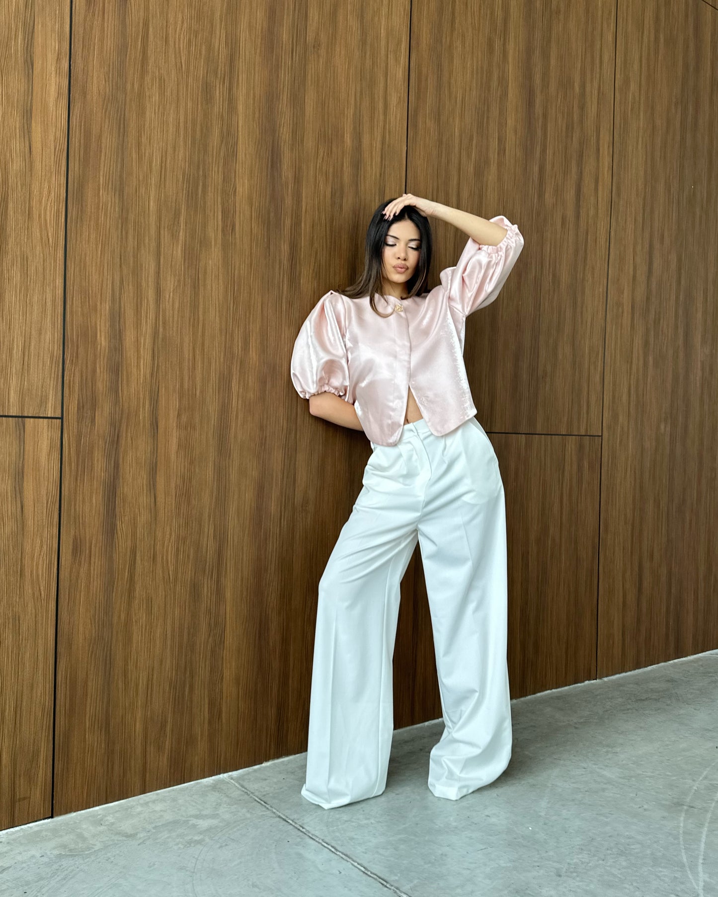 Blush Lumière Satin Blouse