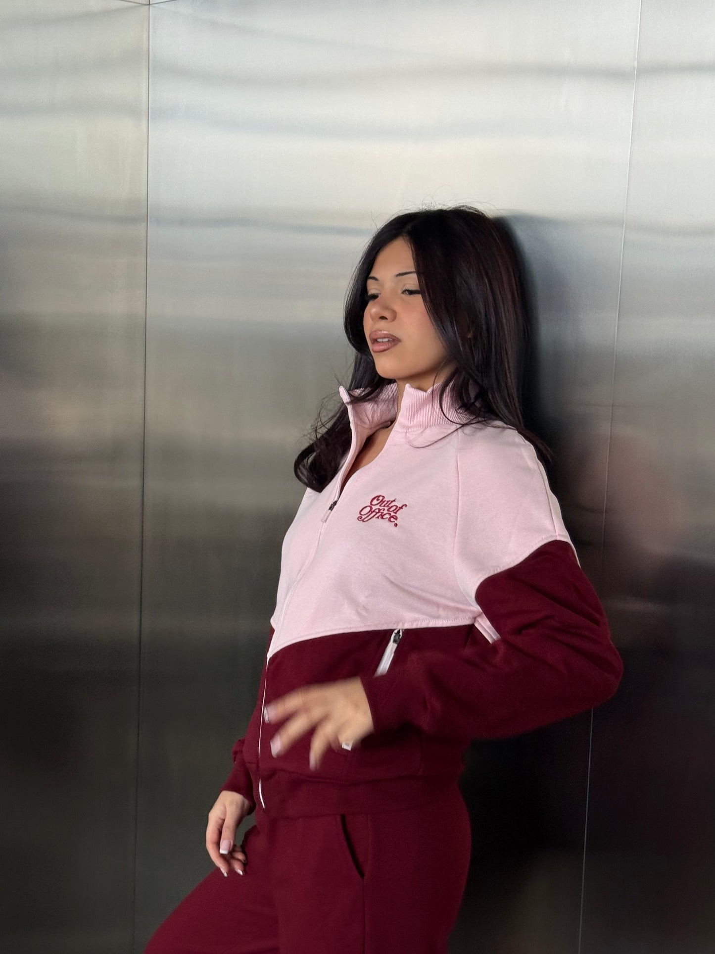 Out of Office Zip-Up Sweatshirt – Taupe Beige