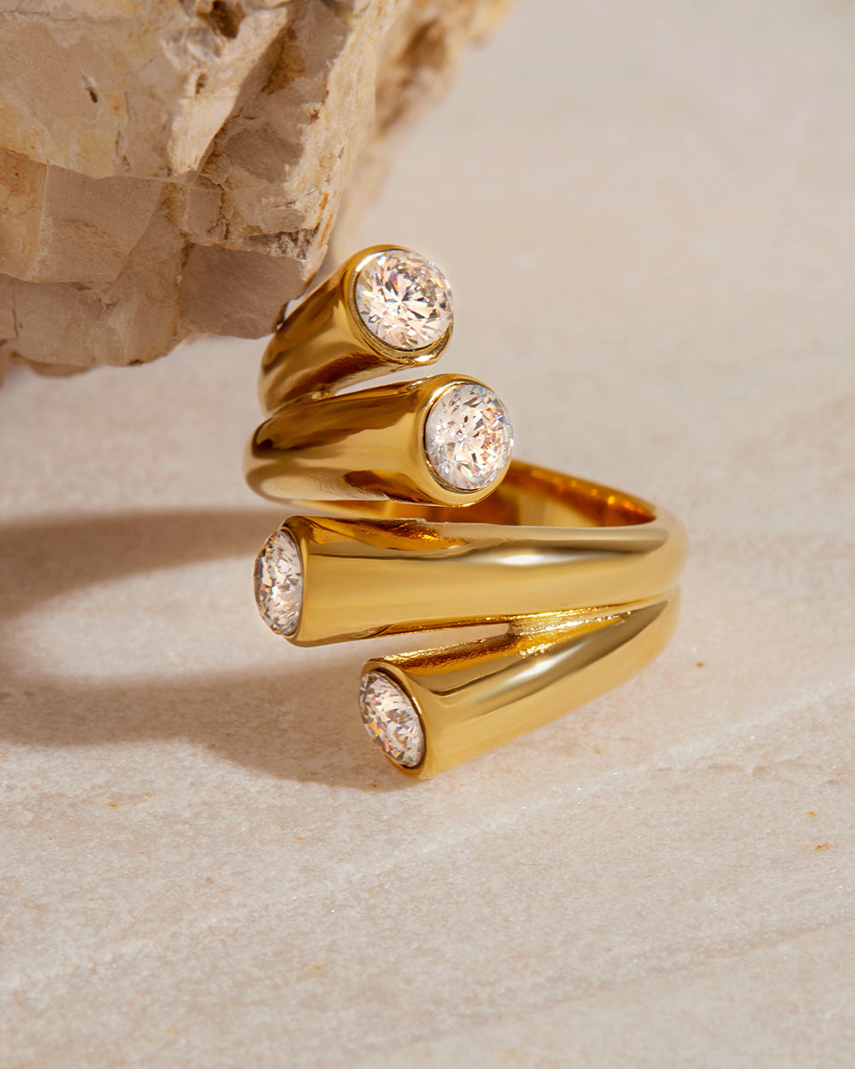 Golden Spiral Diamond Ring