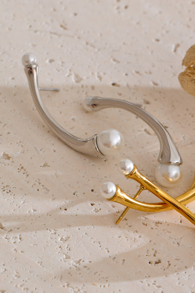 Stainless Steel Earrings Simulated Pearl