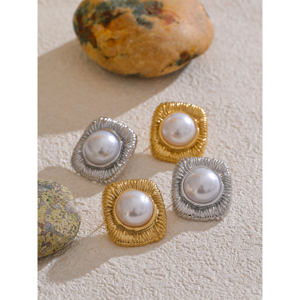 Simulated Pearl Stud Earrings
