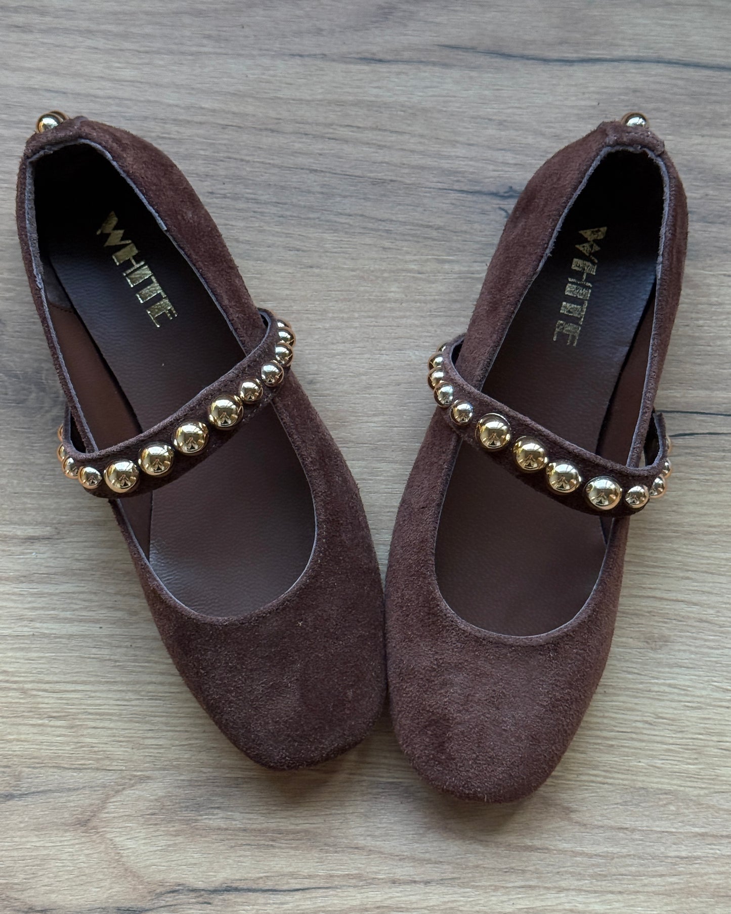 Gold Stud Mary Jane Flats