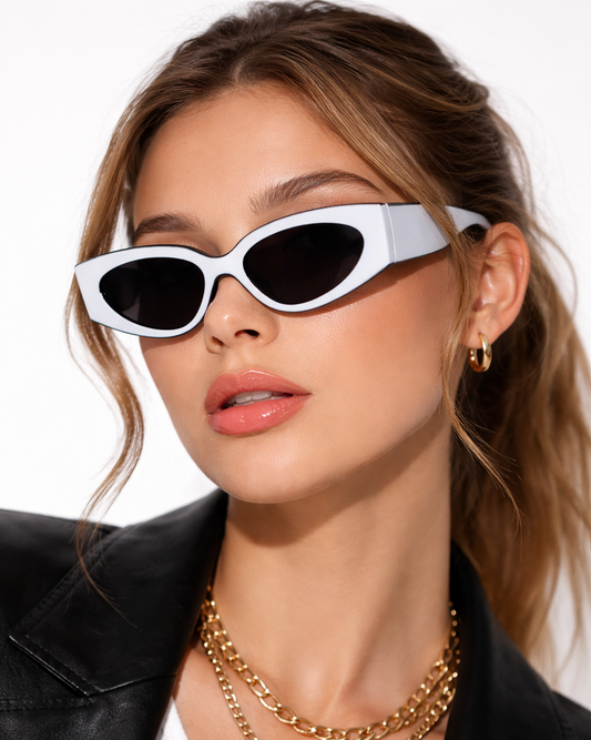 White Cat-Eye Sunglasses