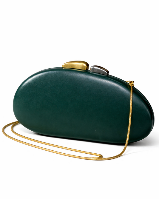 Oval Clutch with Gold Chain