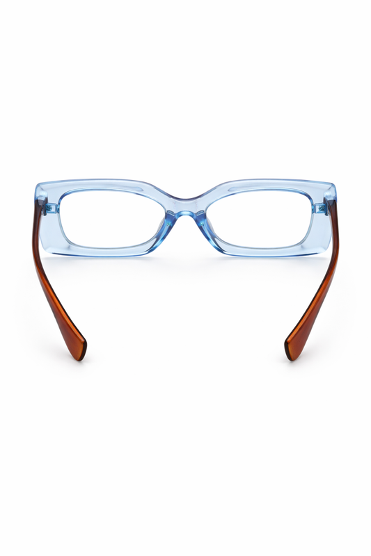 Clear Blue Rectangular Frame Glasses