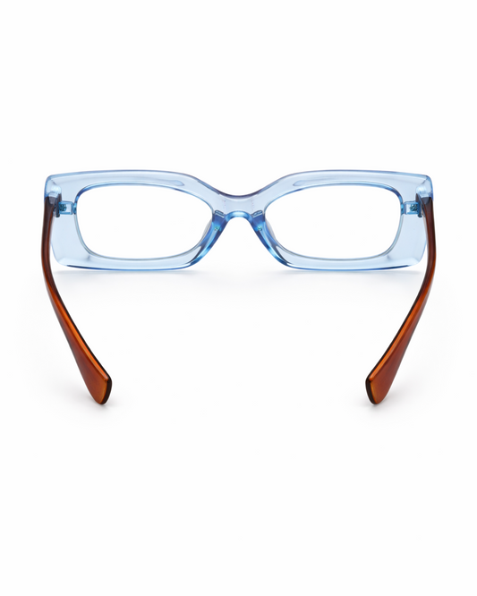 Clear Blue Rectangular Frame Glasses