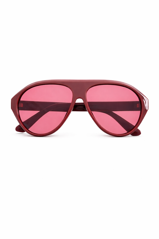 Burgundy Aviator Sunglasses with Pink Lenses