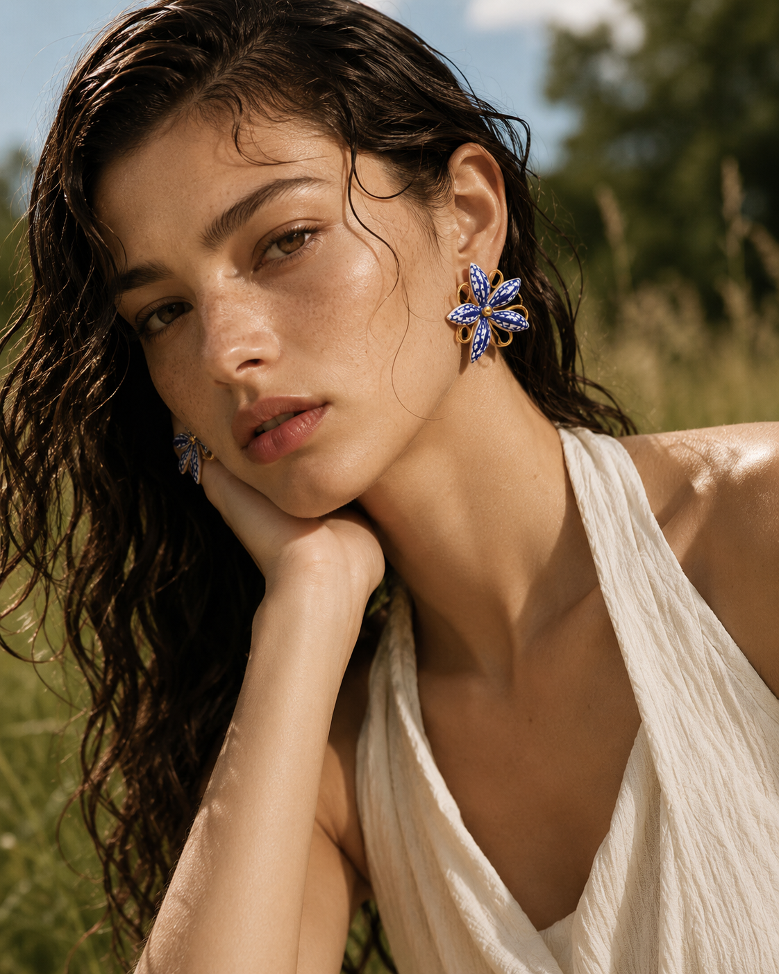 Azure Bloom Statement Earrings