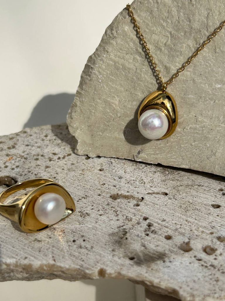 Pearl simple ring - White Store Armenia