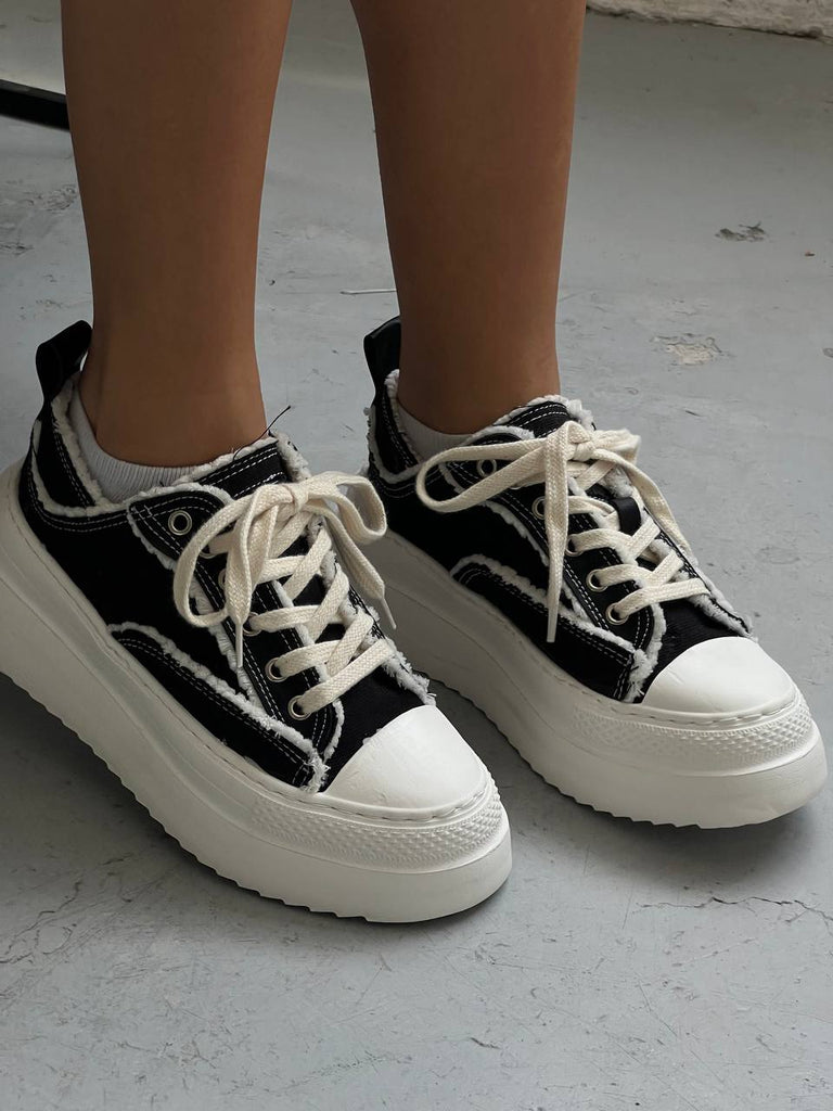 Platform denim sneakers - White Store Armenia