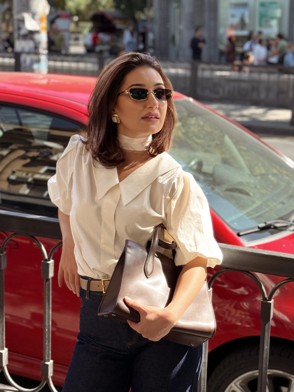 Ivory Sculpted Collar Blouse