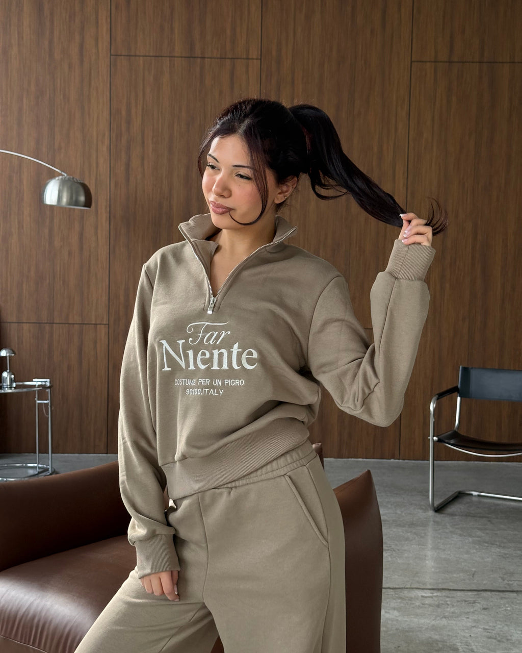 Свитшот Far Niente Half-Zip – Бежевый мокко