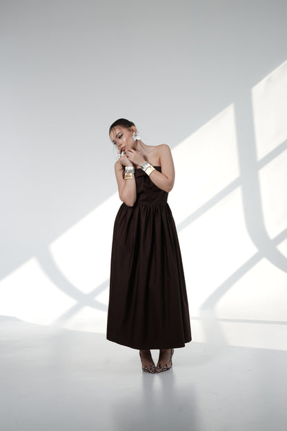 Chocolate Strapless Midi Dress