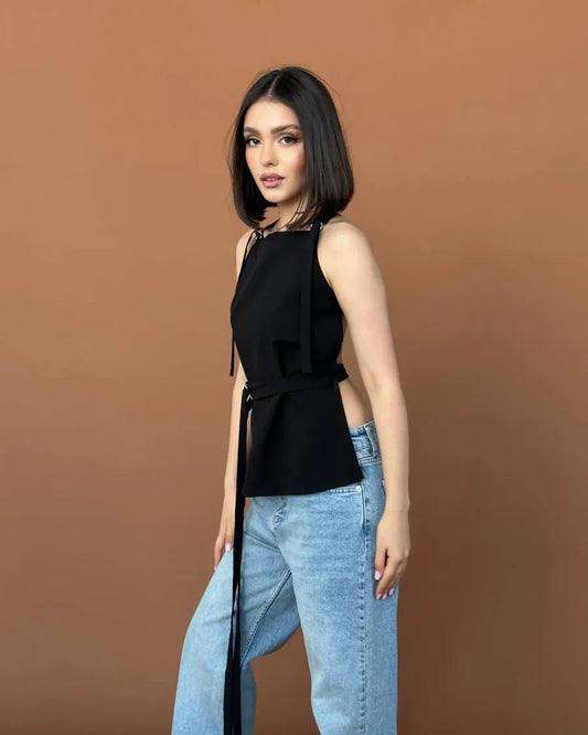 Sculpted Cross-Back Top