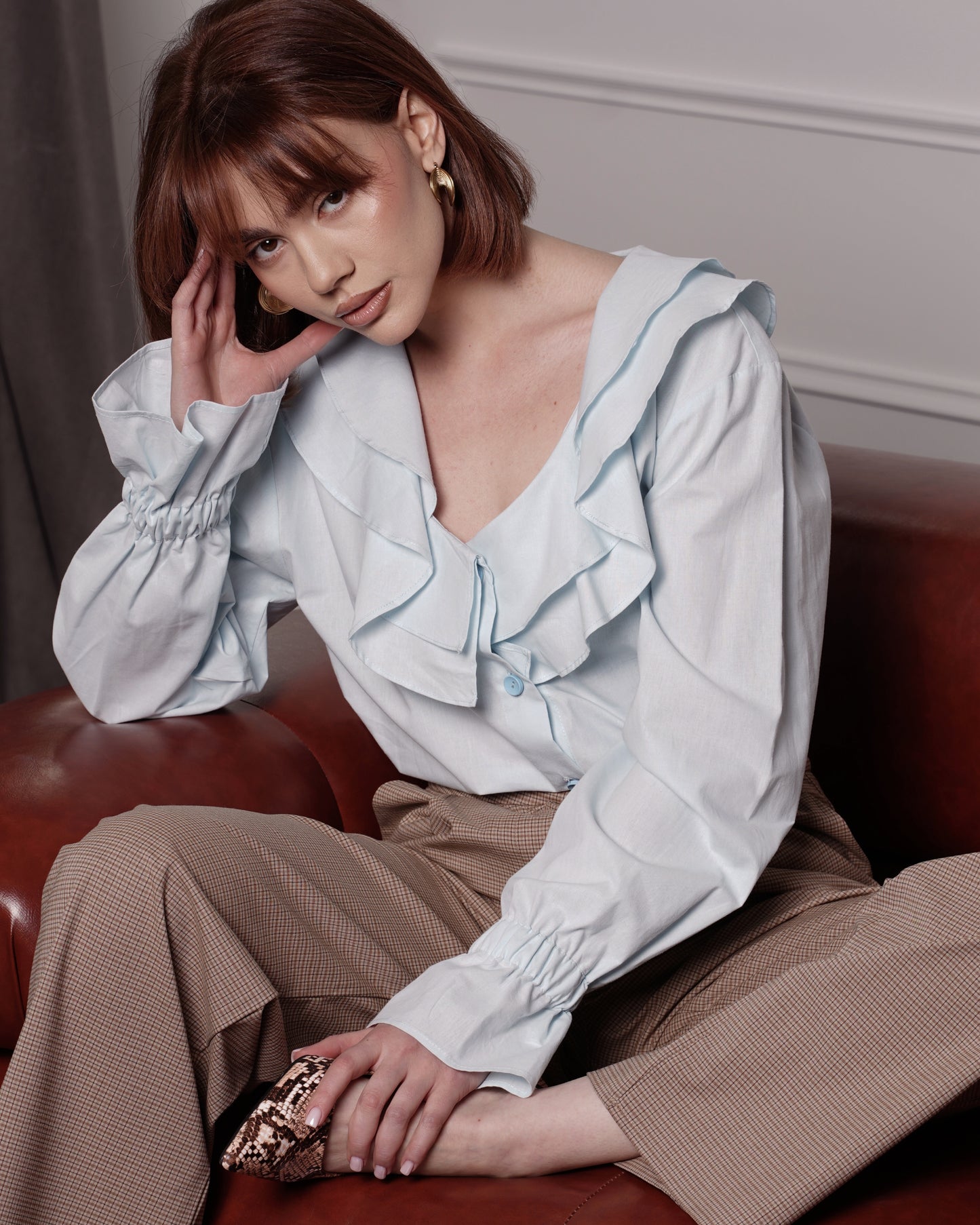 Light Blue Ruffle Blouse