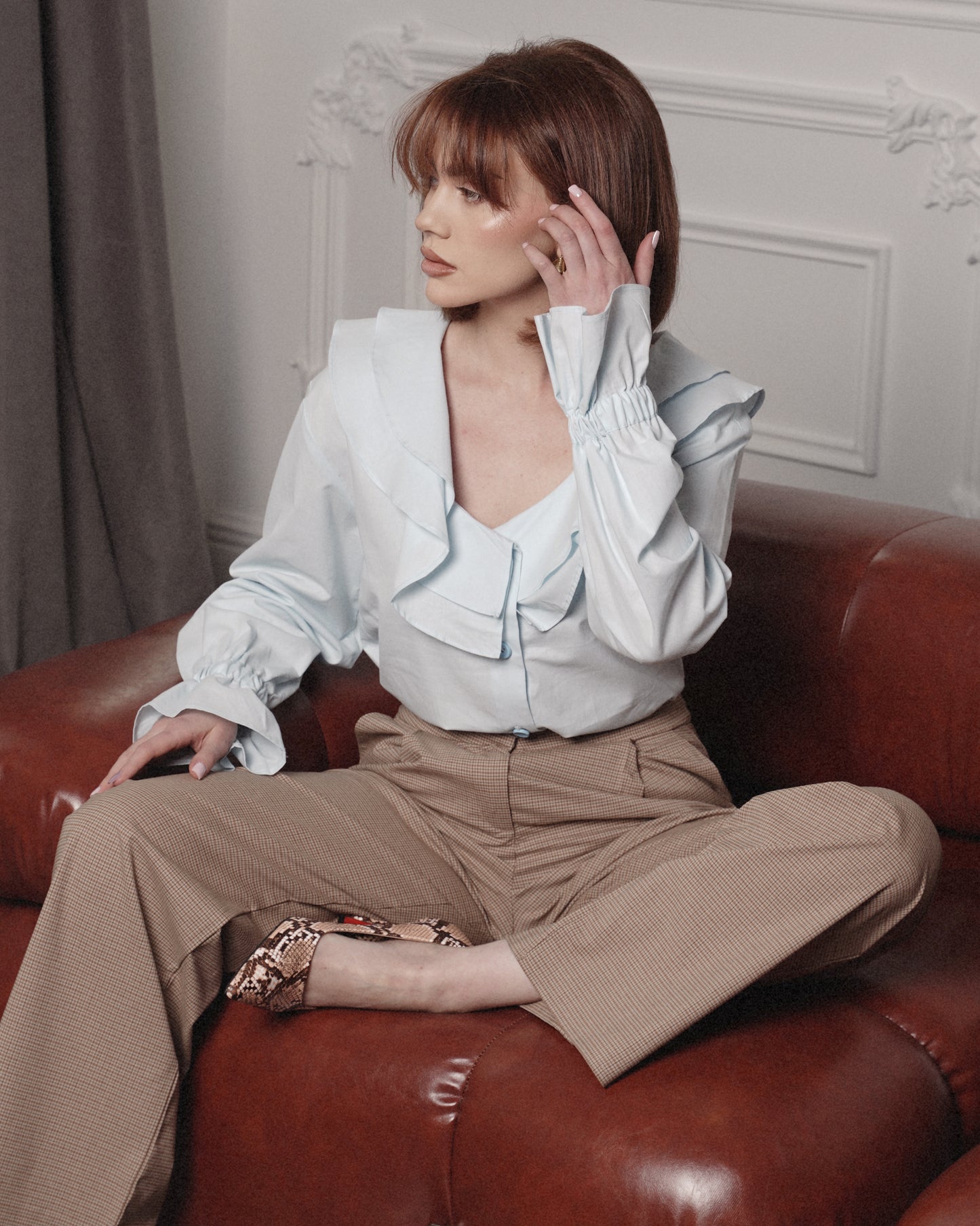 Light Blue Ruffle Blouse