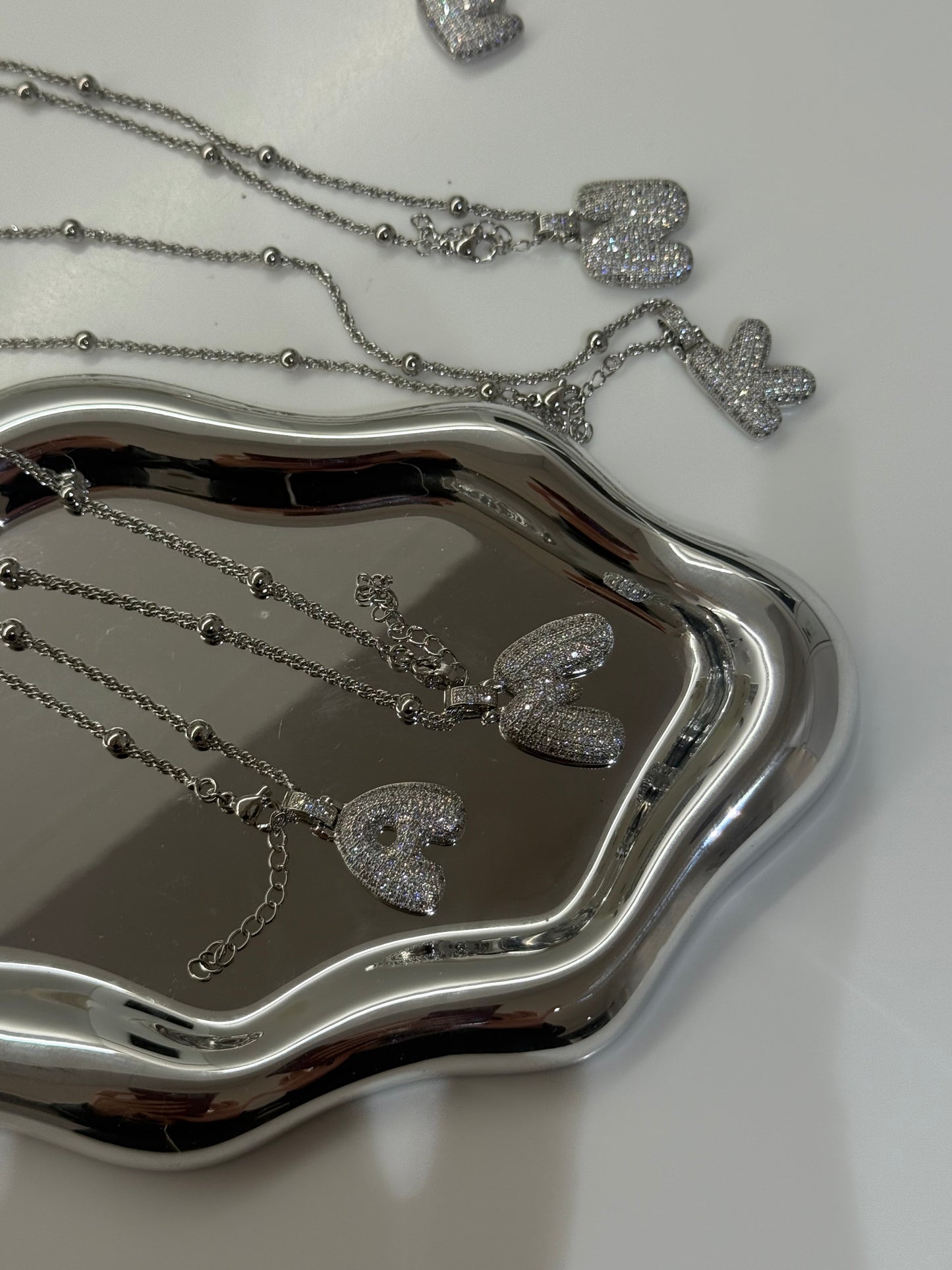 Custom Initial Necklace — Silver Pavé Edition