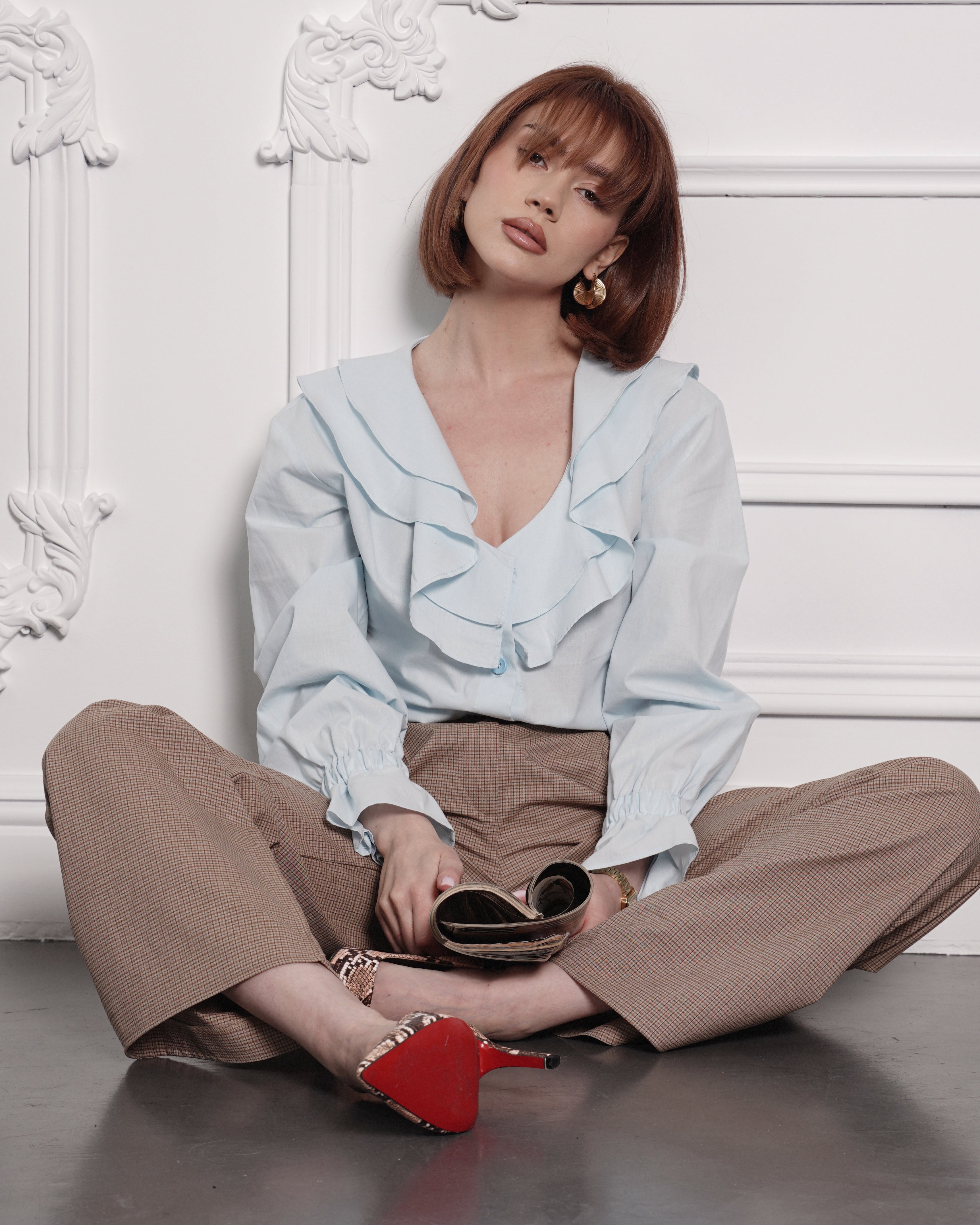 Light Blue Ruffle Blouse