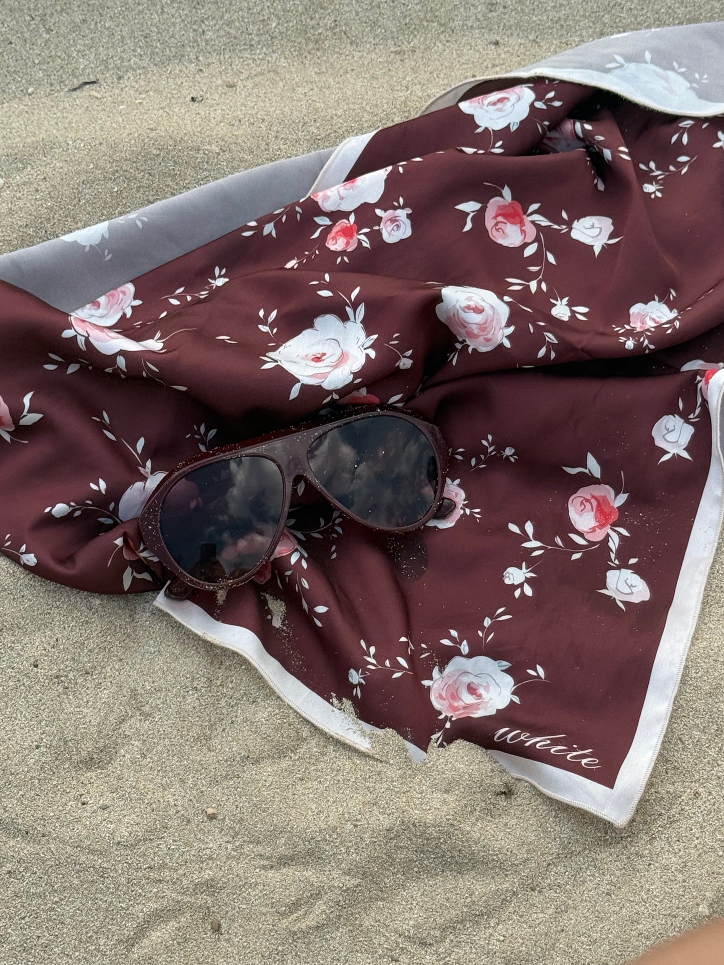 Rosé Bloom Silk-Feel Scarf