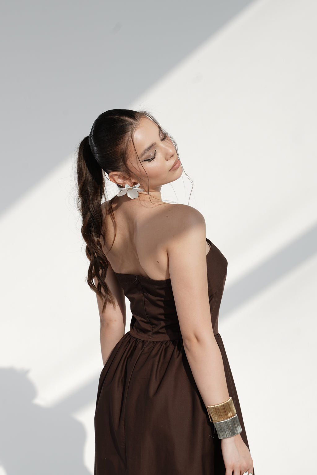 Chocolate Strapless Midi Dress