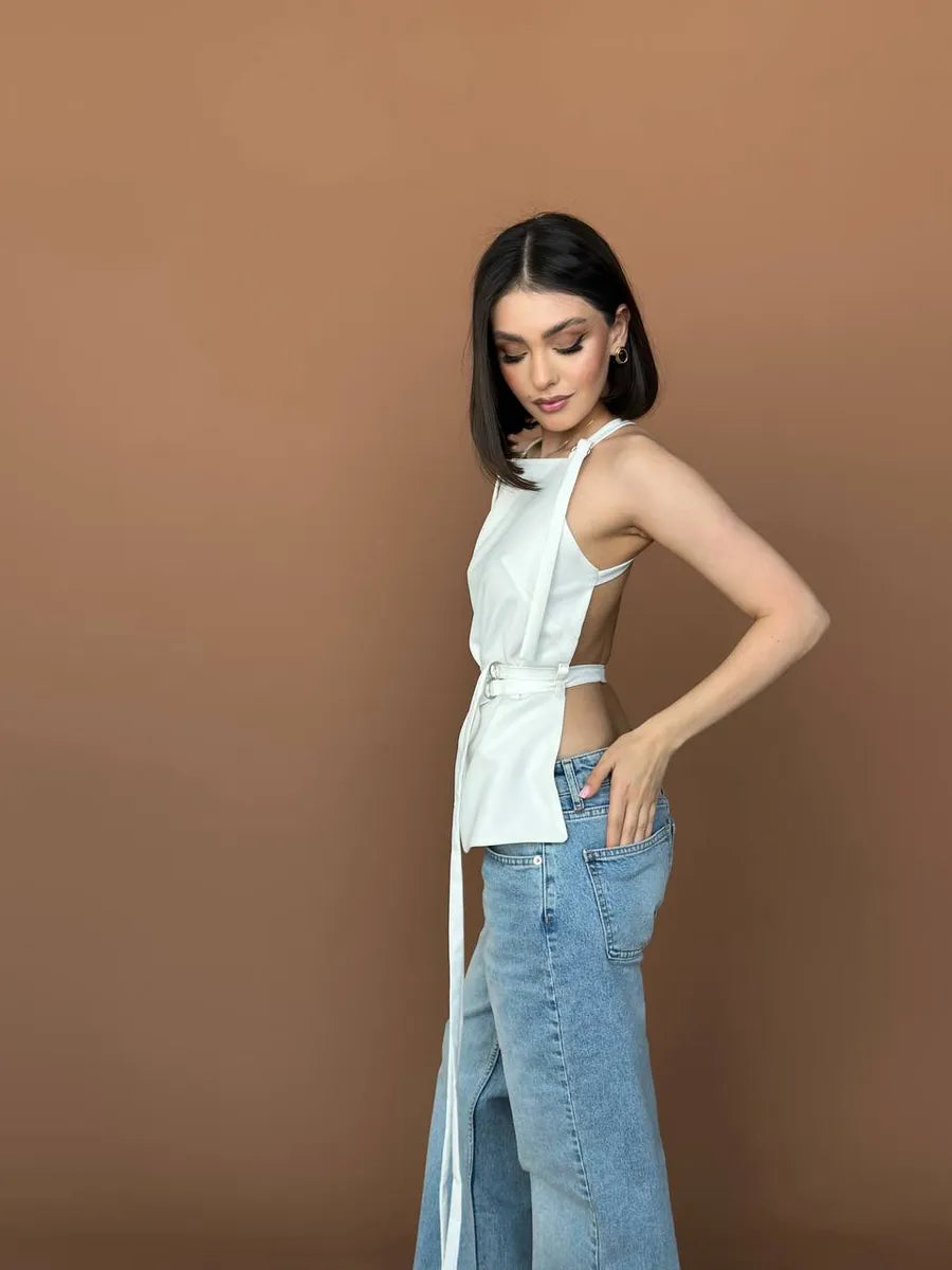 Sculpted Cross-Back Top