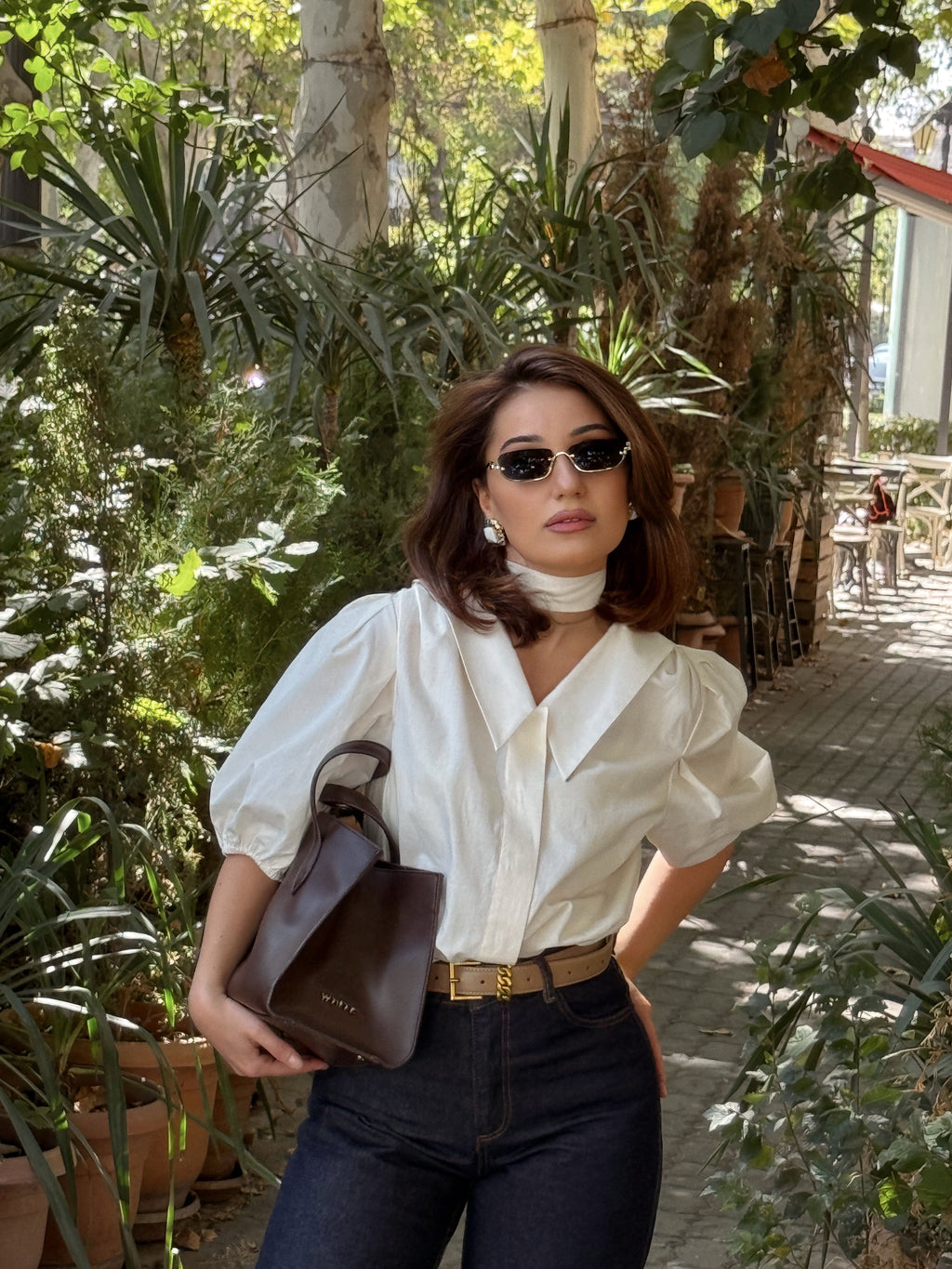 Ivory Sculpted Collar Blouse