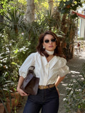 Ivory Sculpted Collar Blouse