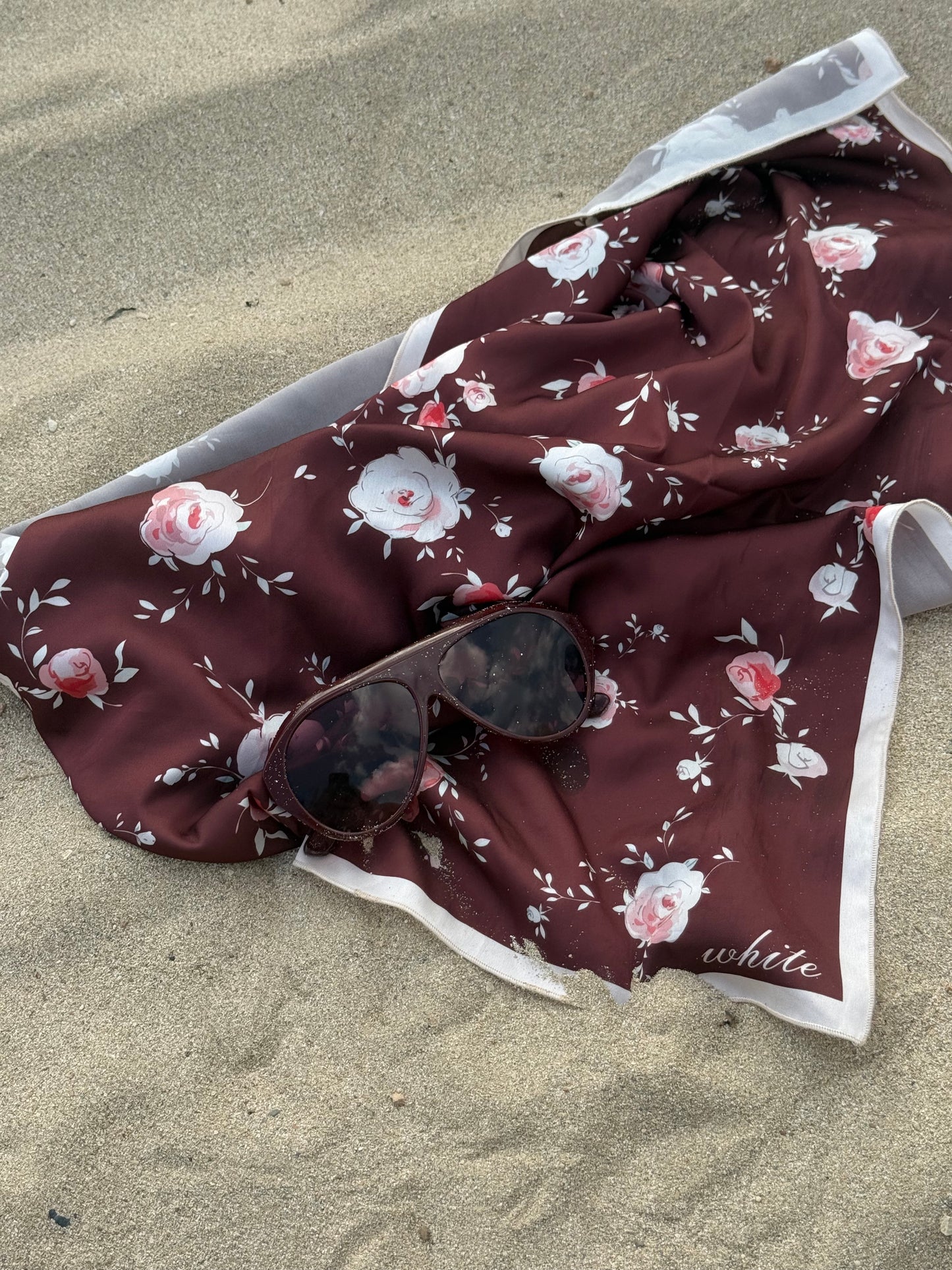 Rosé Bloom Silk-Feel Scarf