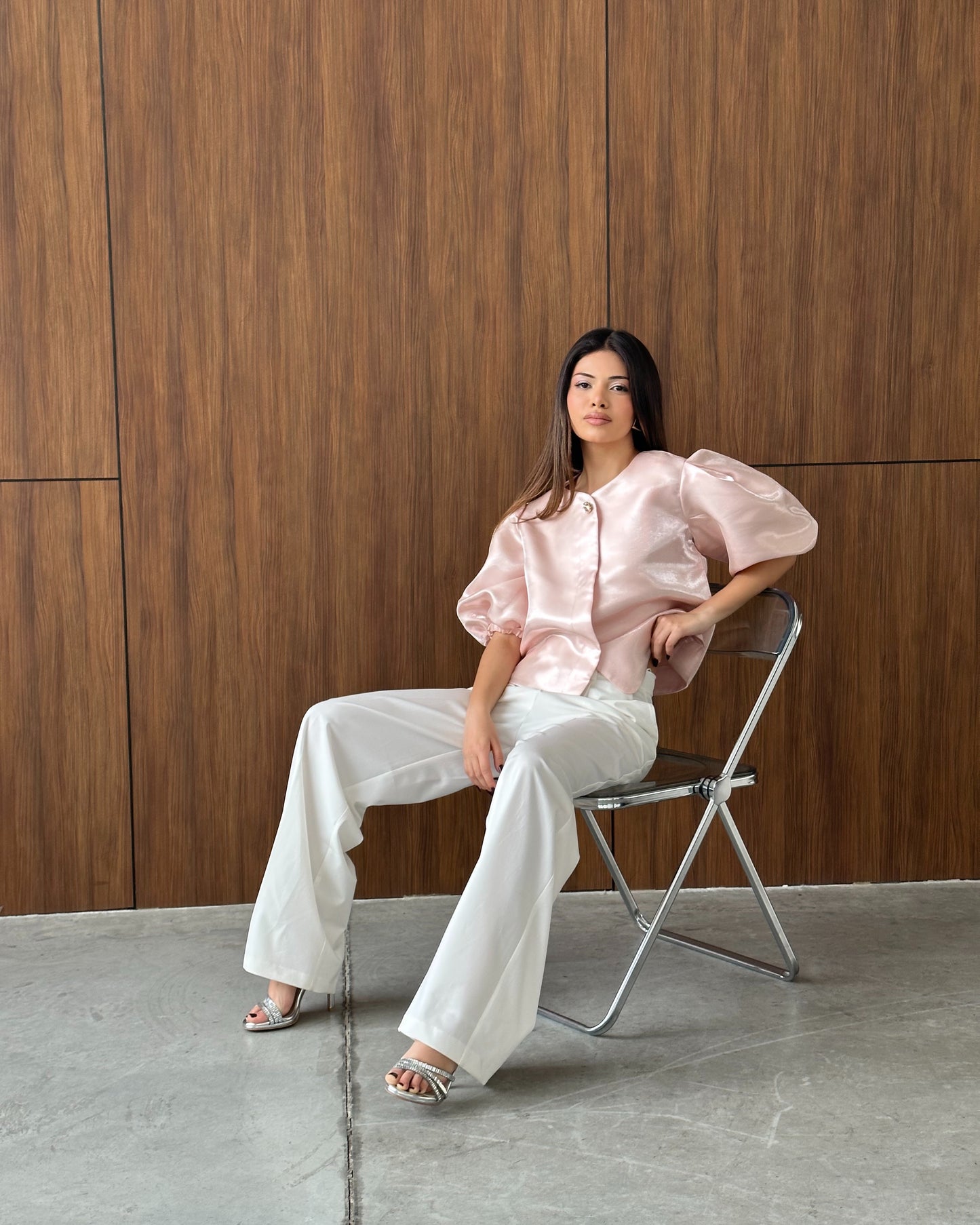 Blush Lumière Satin Blouse