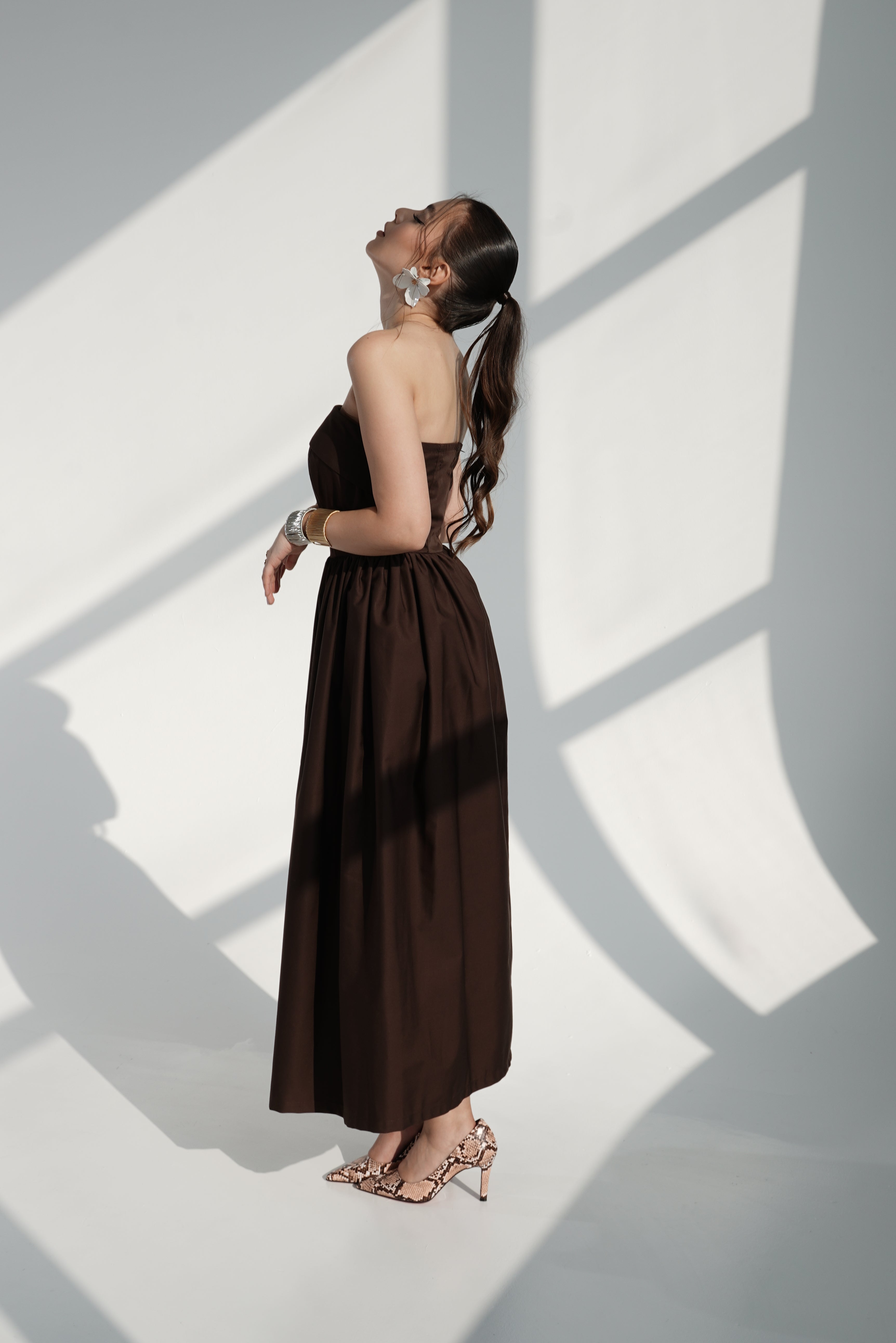 Chocolate Strapless Midi Dress