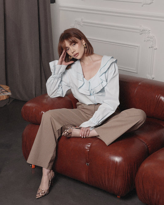 Light Blue Ruffle Blouse