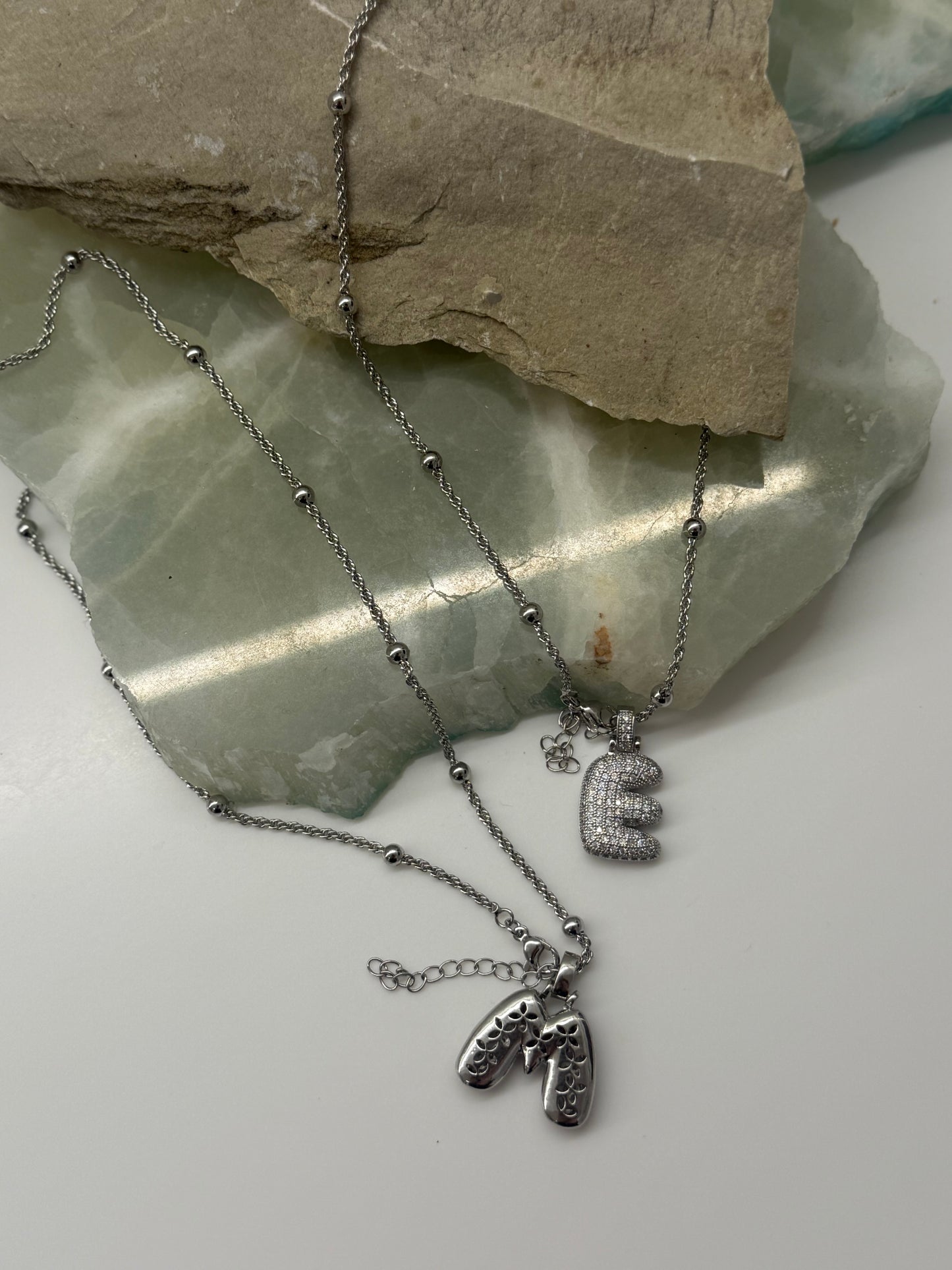Custom Initial Necklace — Silver Pavé Edition