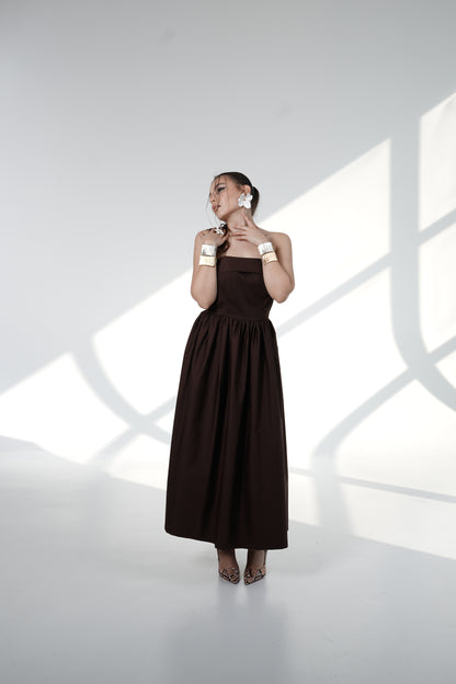 Chocolate Strapless Midi Dress