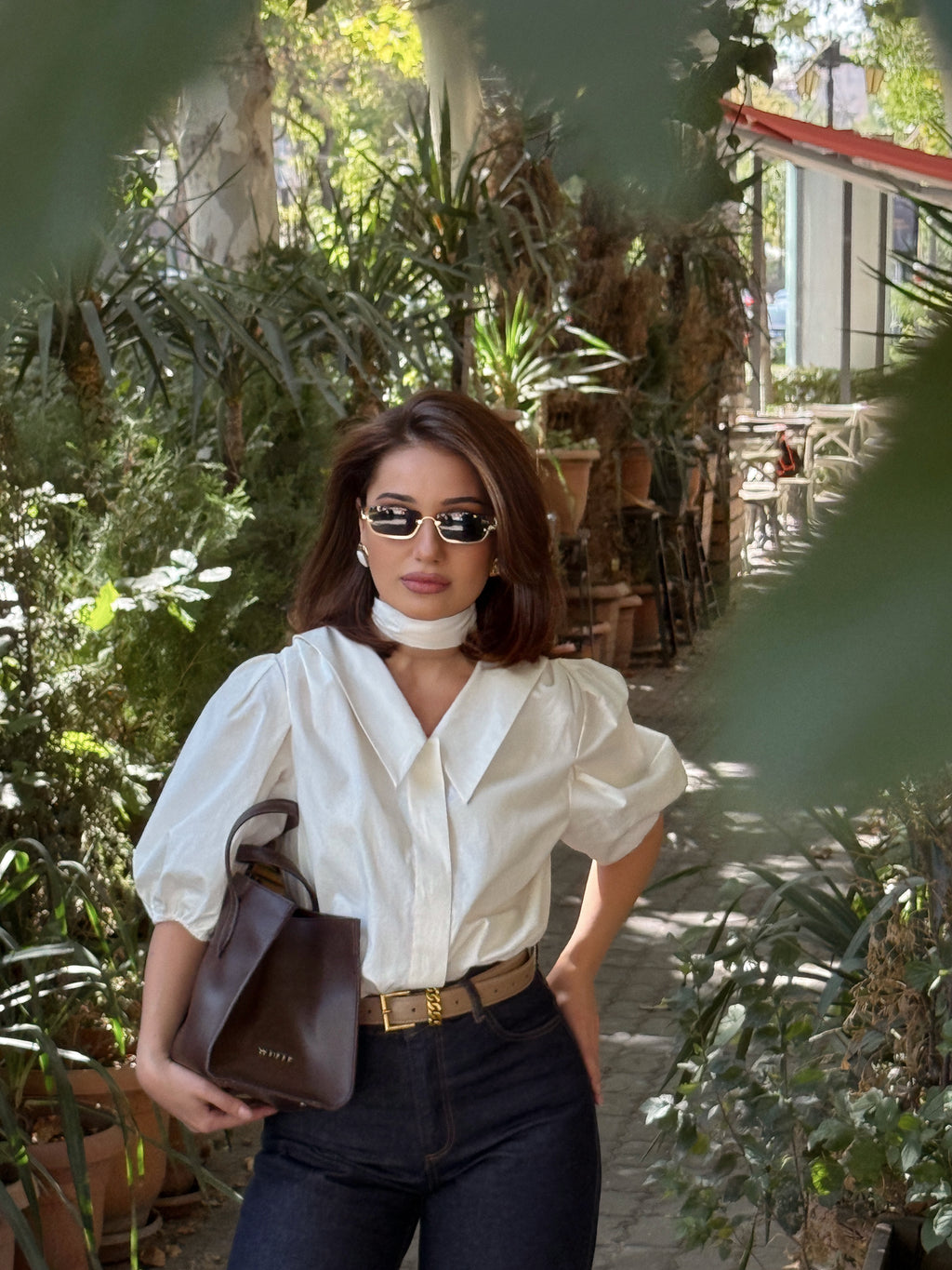 Ivory Sculpted Collar Blouse