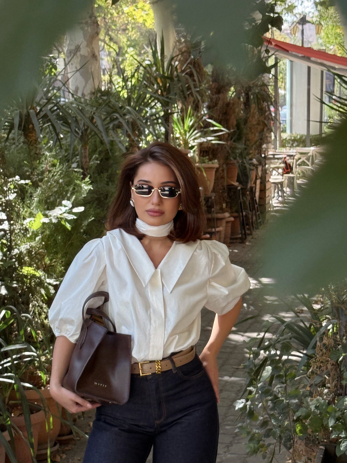 Ivory Sculpted Collar Blouse