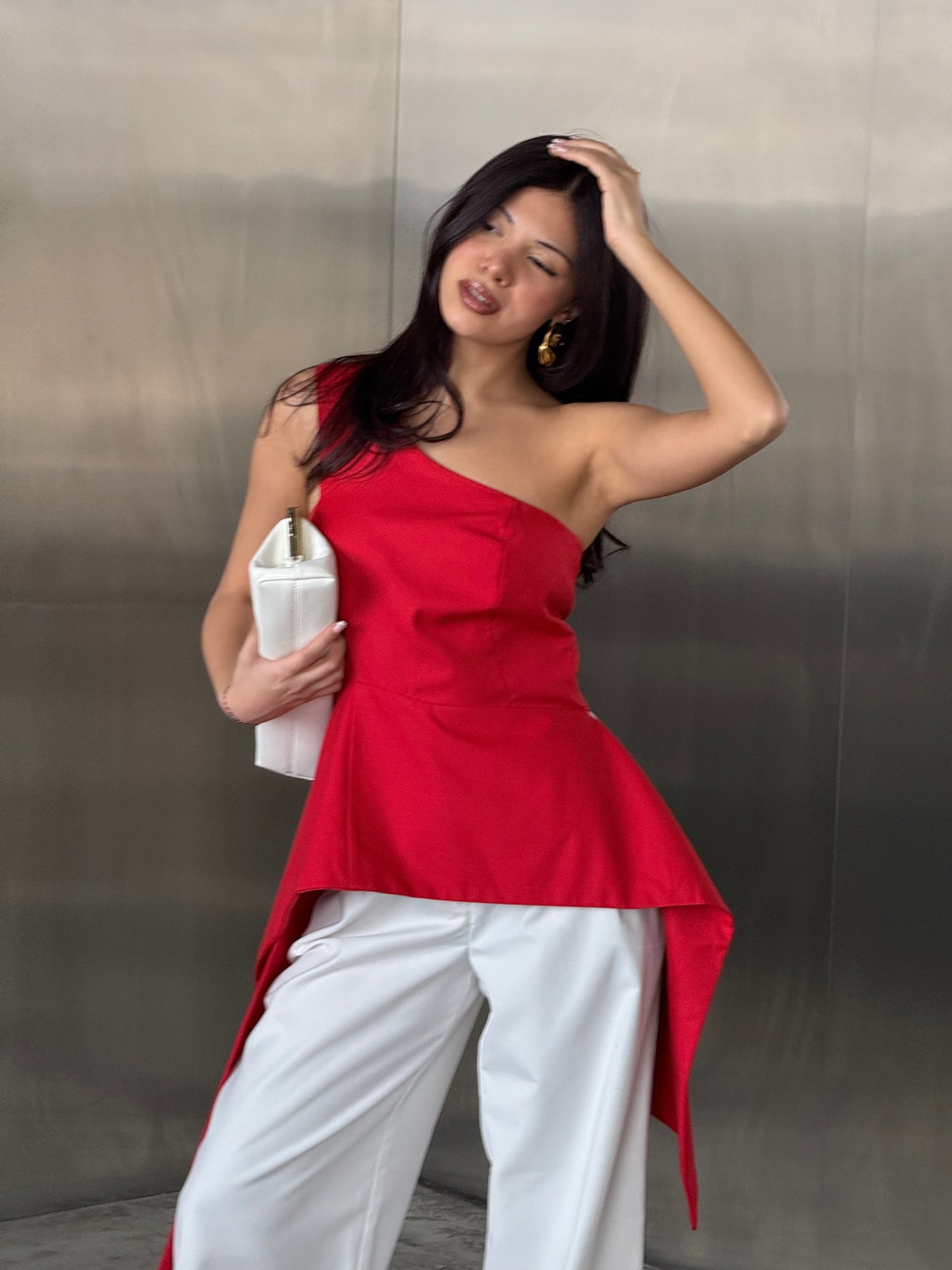 Asymmetrical One-Shoulder Draped Top