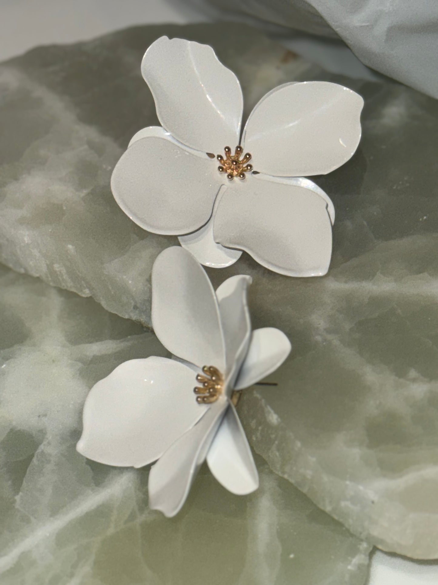 White bloom earrings