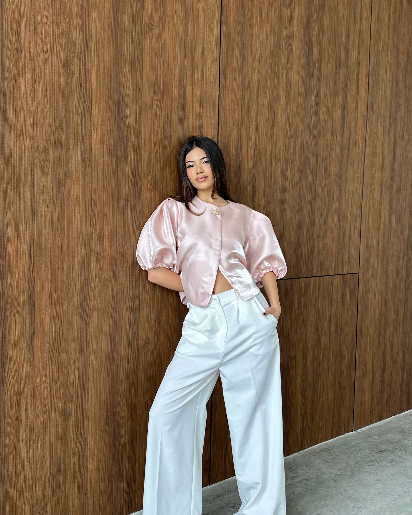 Blush Lumière Satin Blouse