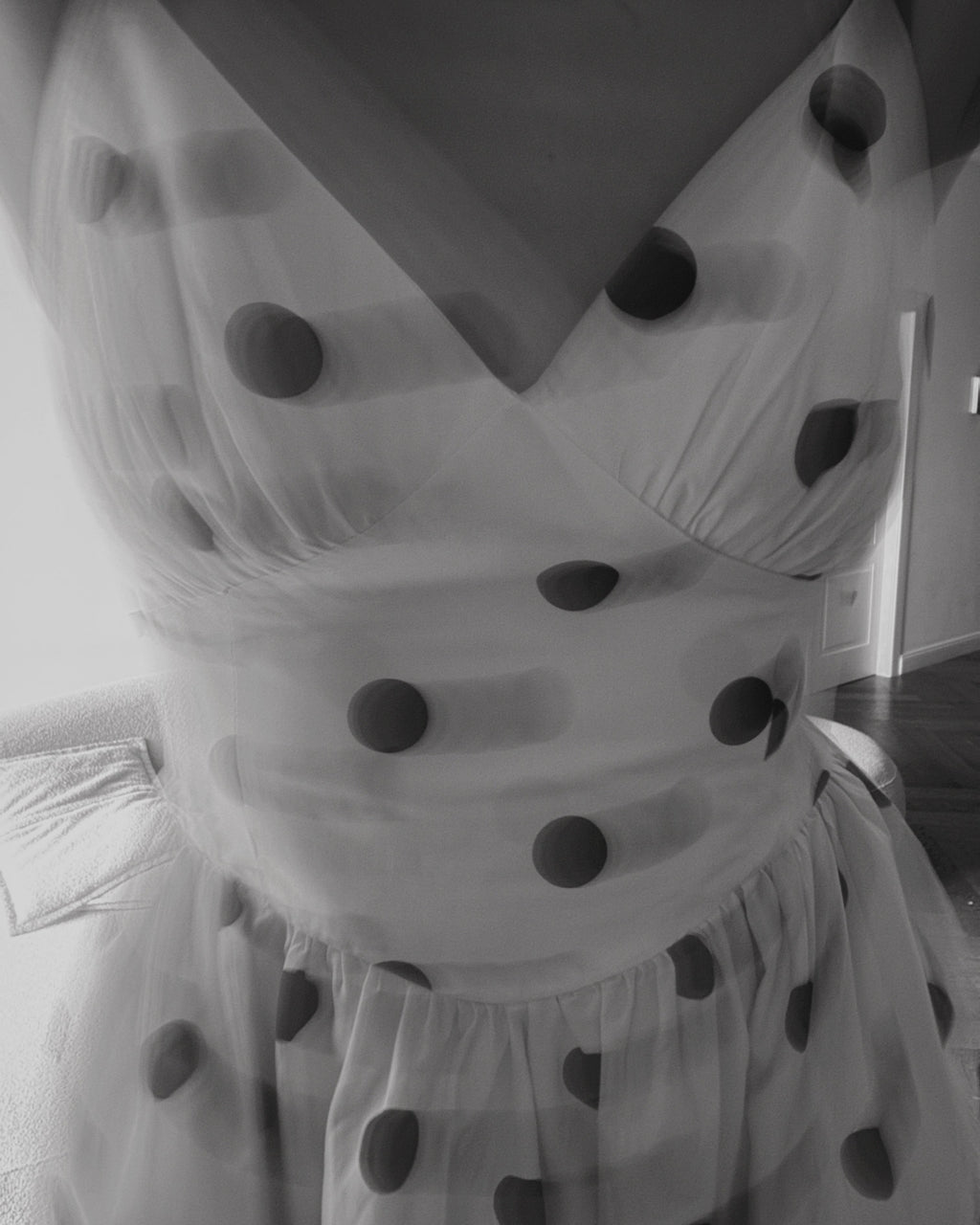 Polka Dot Midi Dress with Structured Bodice