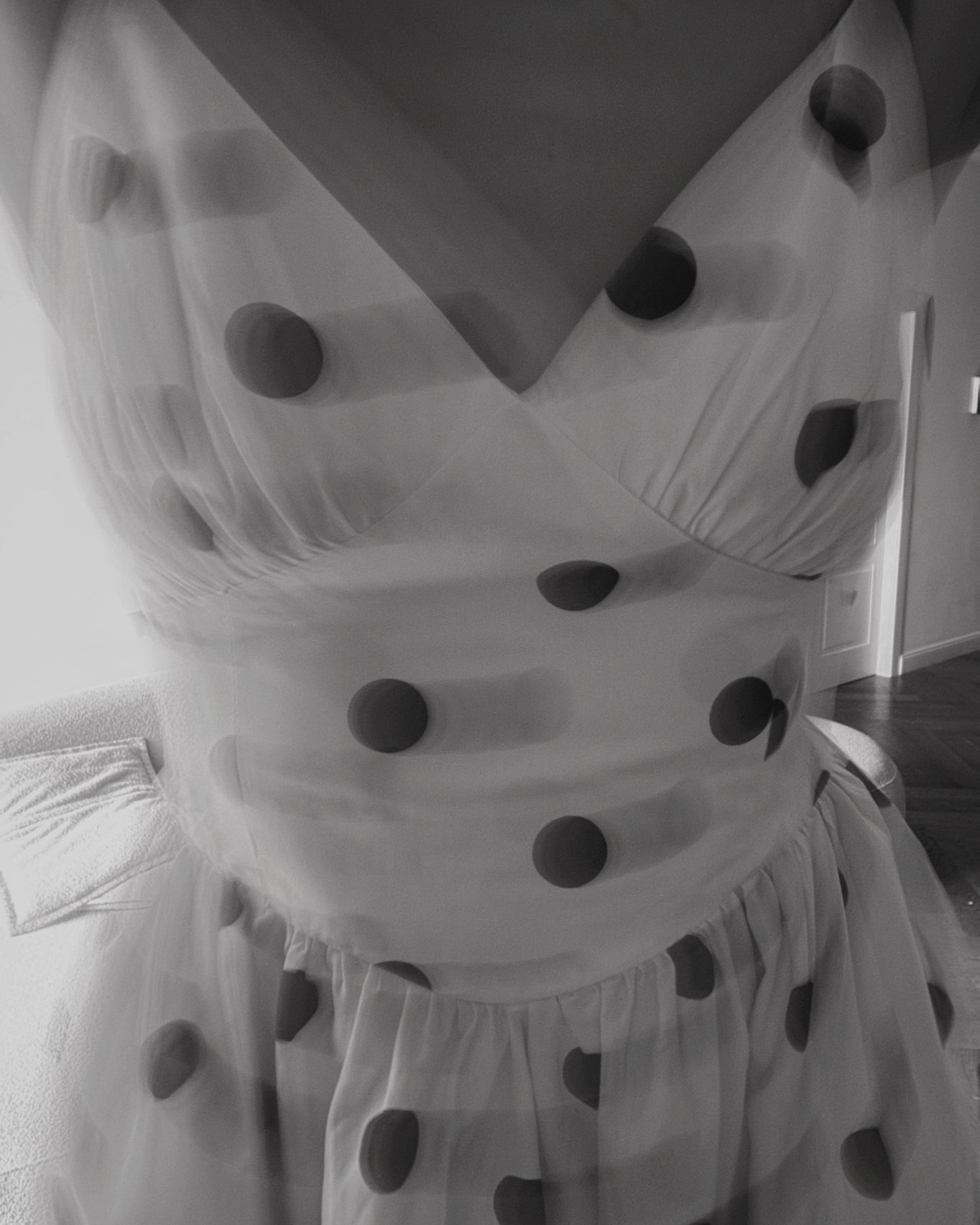 Polka Dot Midi Dress with Structured Bodice