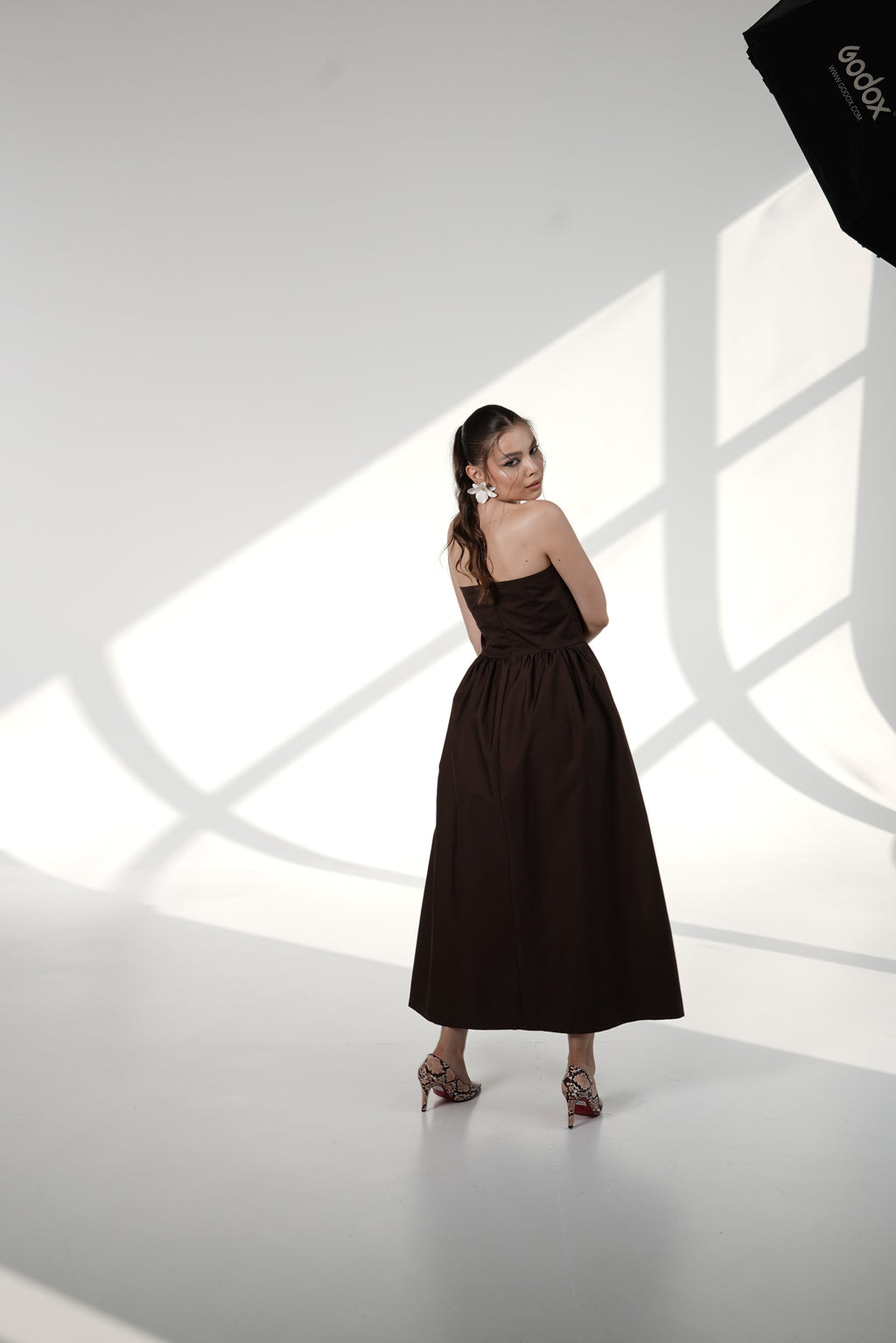 Chocolate Strapless Midi Dress