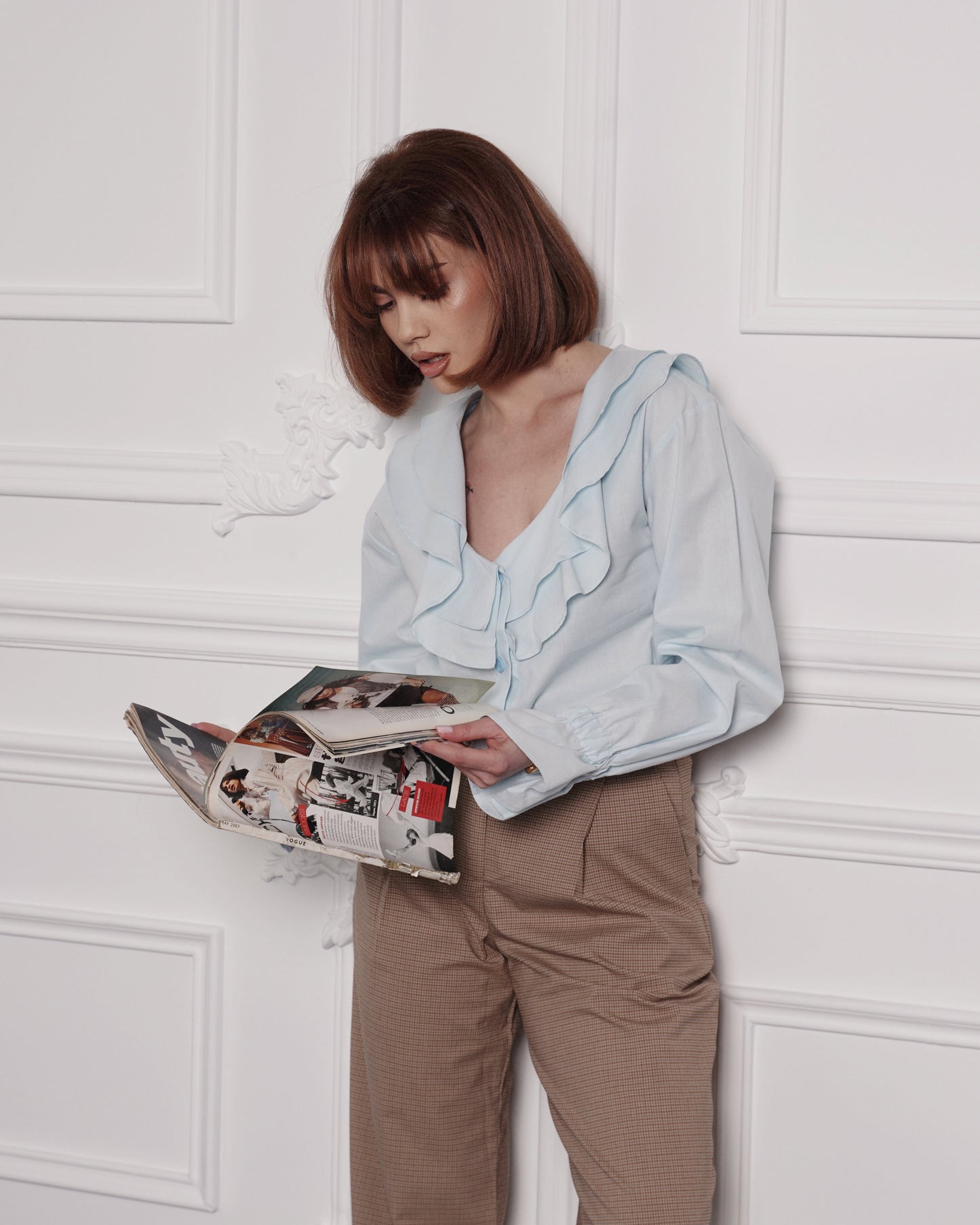 Light Blue Ruffle Blouse