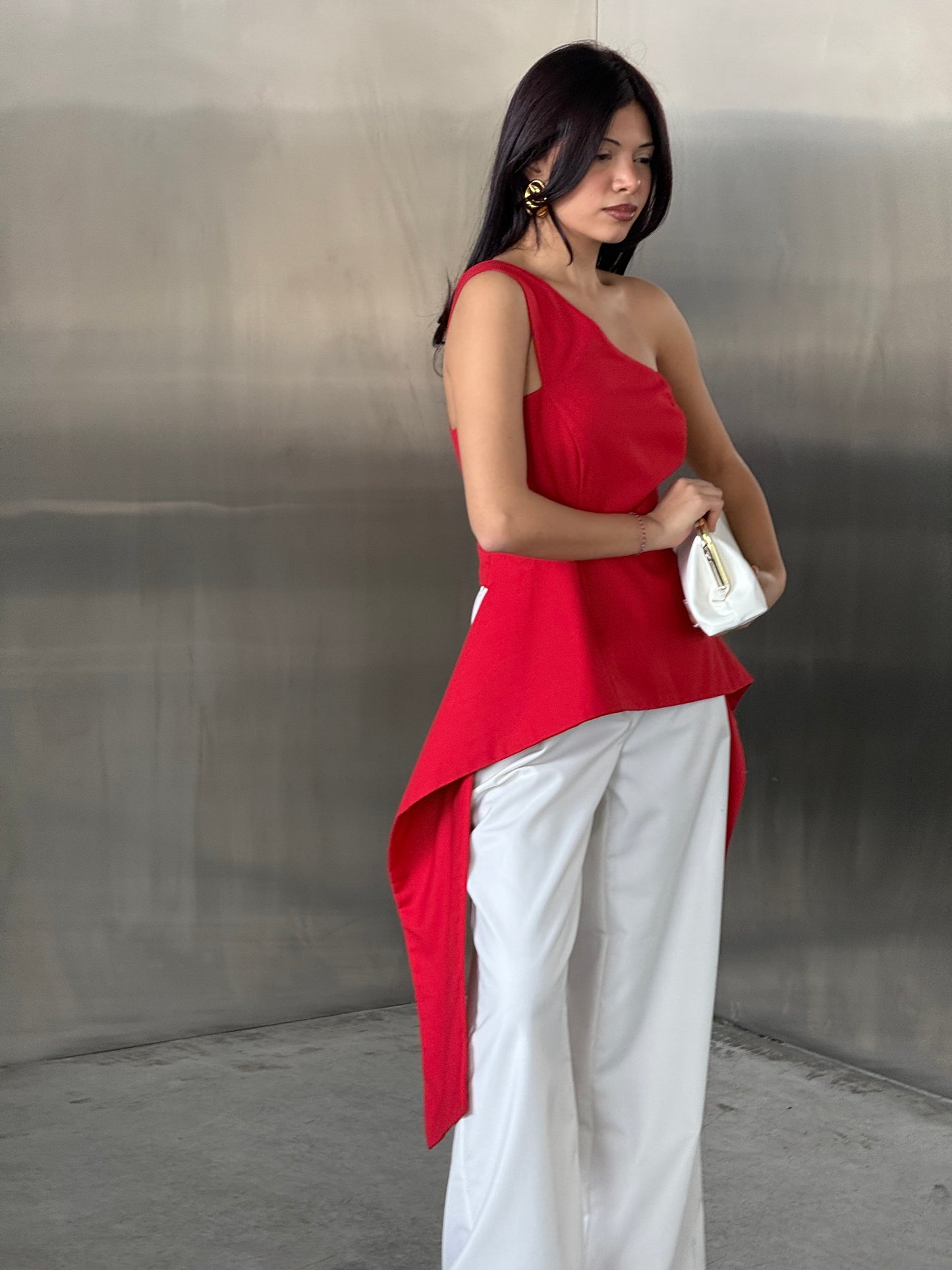 Asymmetrical One-Shoulder Draped Top