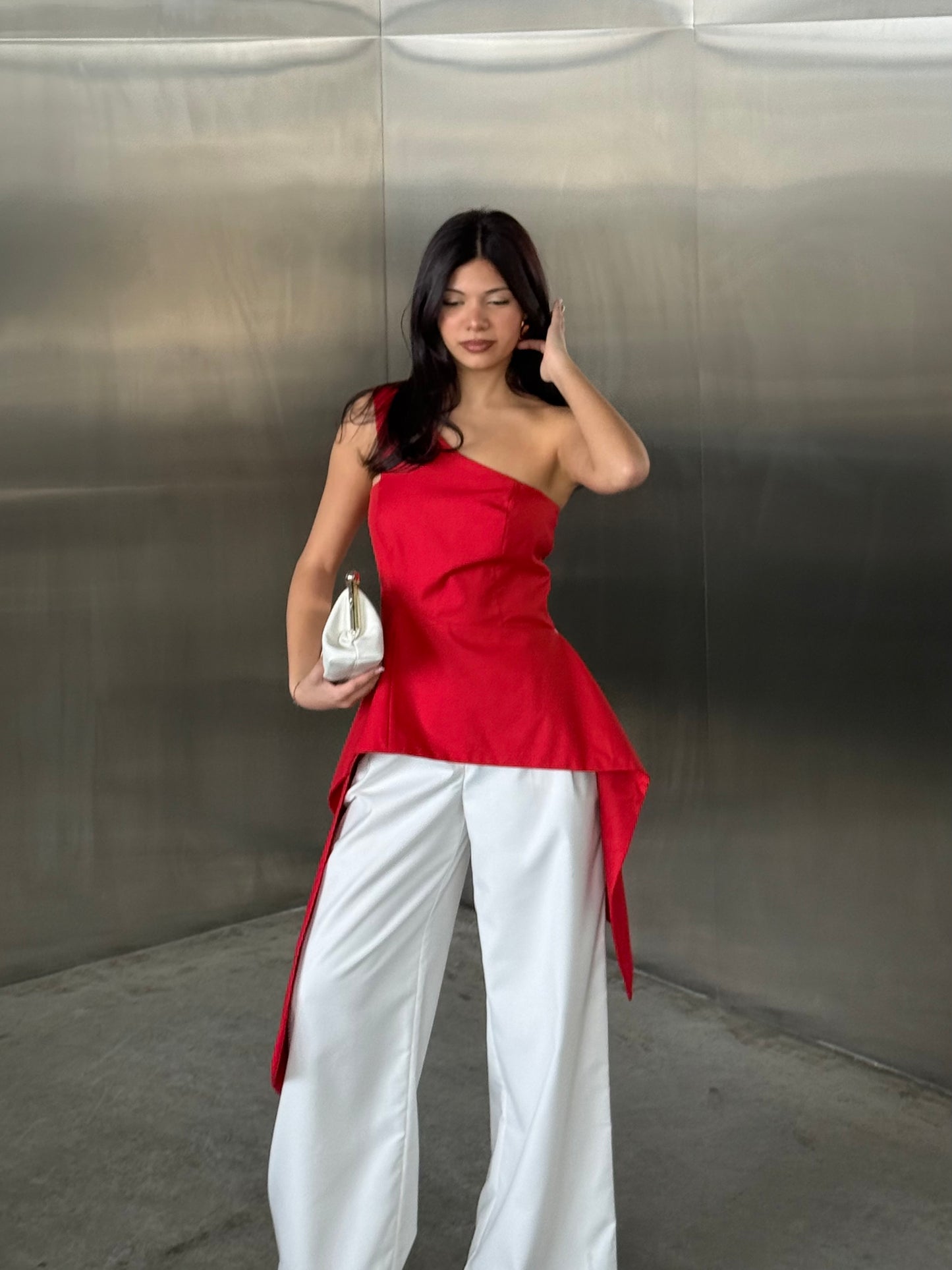 Asymmetrical One-Shoulder Draped Top