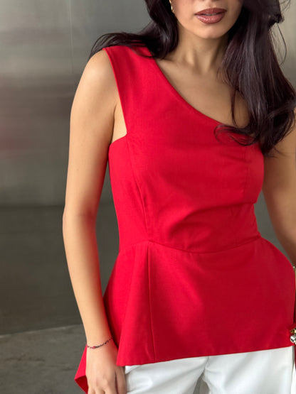 Asymmetrical One-Shoulder Draped Top