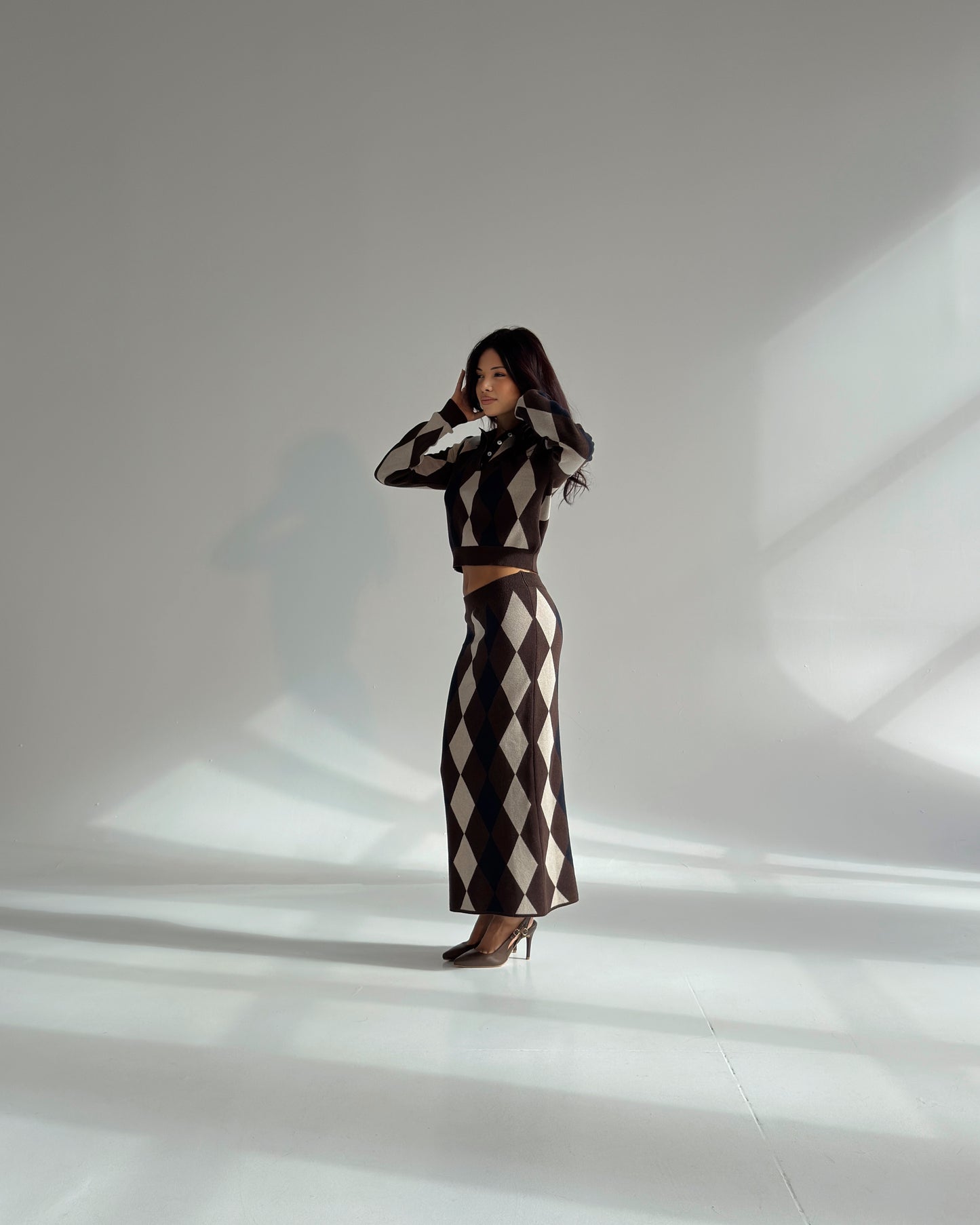 Argyle Knit Midi Skirt