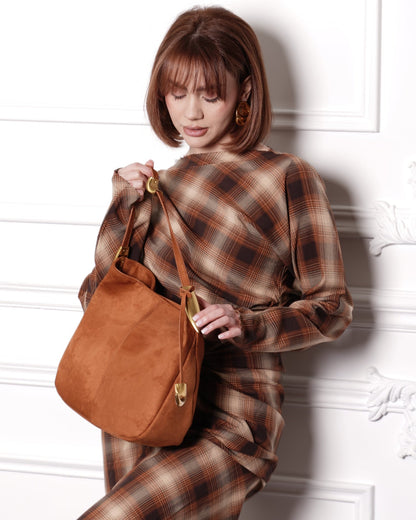 Plaid Draped Blouse