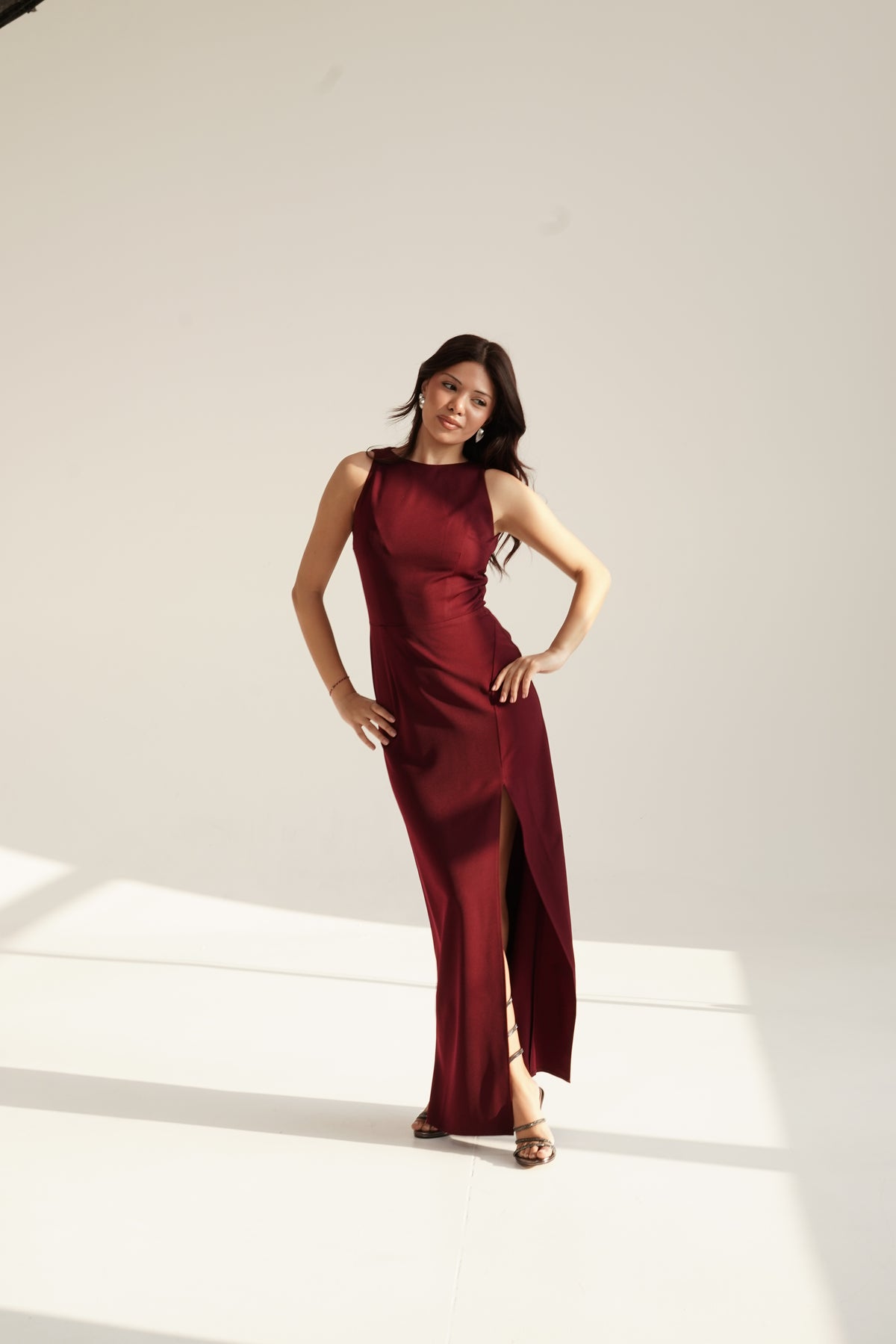 Sleeveless Maxi Dress with Front Slit