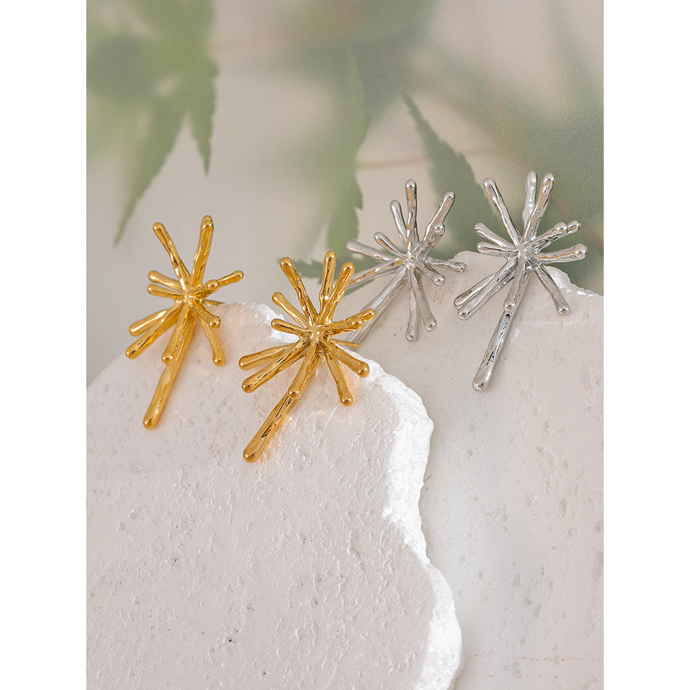 Stainless Steel Cast Firework Stud Earrings